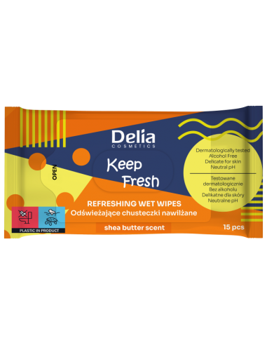 Wet wipes with shea butter, 15 pcs
